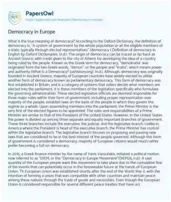 Essay on Democracy in Europe