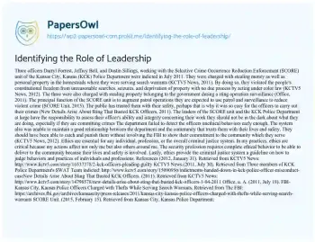 Essay on Identifying the Role of Leadership