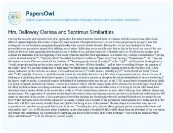 Essay on Mrs. Dalloway Clarissa and Septimus Similarities