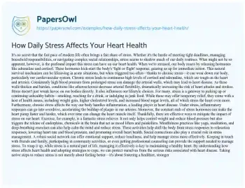 Essay on How Daily Stress Affects your Heart Health