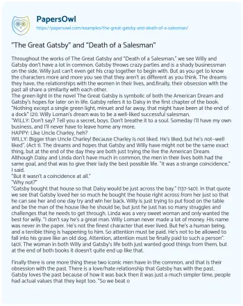 Essay on “The Great Gatsby” and “Death of a Salesman”