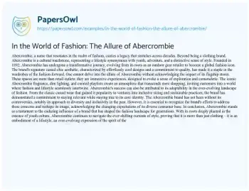 Essay on In the World of Fashion: the Allure of Abercrombie