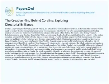 Essay on The Creative Mind Behind Coraline: Exploring Directorial Brilliance