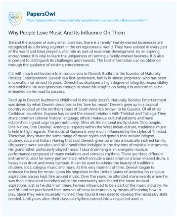 Essay on Why People Love Music and its Influence on them