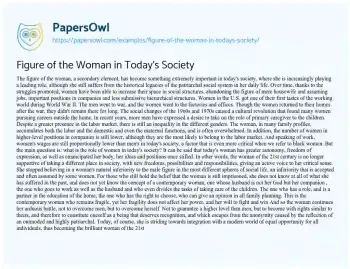 Essay on Figure of the Woman in Today’s Society