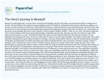 Essay on The Hero’s Journey in Beowulf