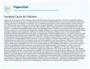 Essay on Smoking Cause Air Pollution