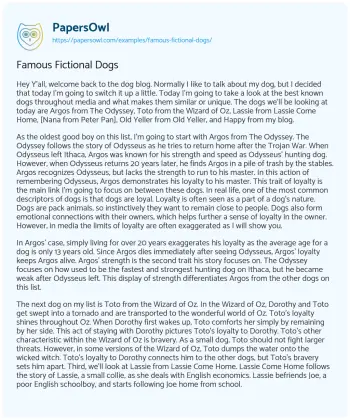 Essay on Famous Fictional Dogs