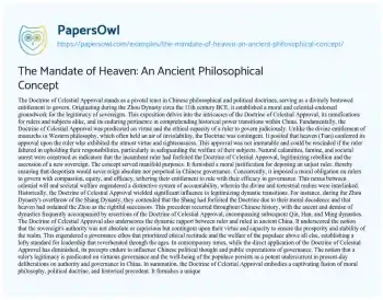 Essay on The Mandate of Heaven: an Ancient Philosophical Concept