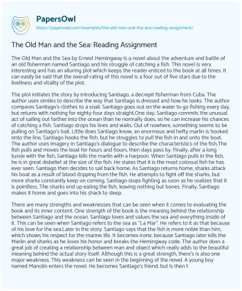 Essay on The Old Man and the Sea: Reading Assignment