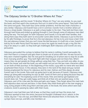 Essay on The Odyssey Similar to “O Brother where Art Thou “