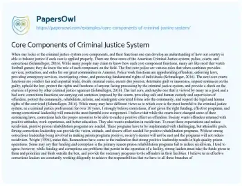 Essay on Criminal Justice Fundamentals