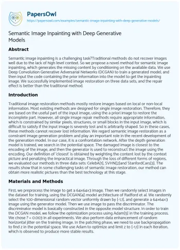 Essay on Semantic Image Inpainting with Deep Generative Models