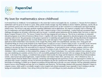 Essay on My Love for Mathematics Since Childhood