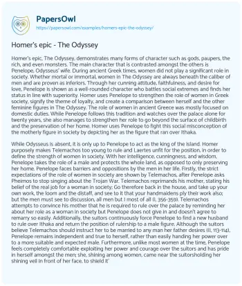 Essay on Homer’s Epic – the Odyssey