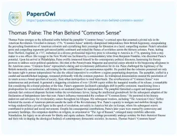 Essay on Thomas Paine: the Man Behind “Common Sense”