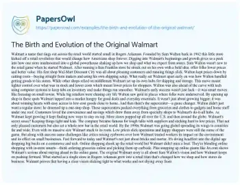 Essay on The Birth and Evolution of the Original Walmart