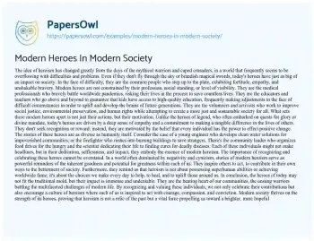 Essay on Modern Heroes in Modern Society