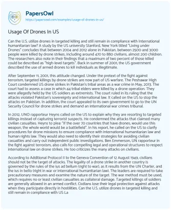 Essay on Usage of Drones in US