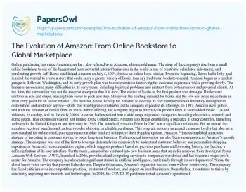 Essay on The Evolution of Amazon: from Online Bookstore to Global Marketplace