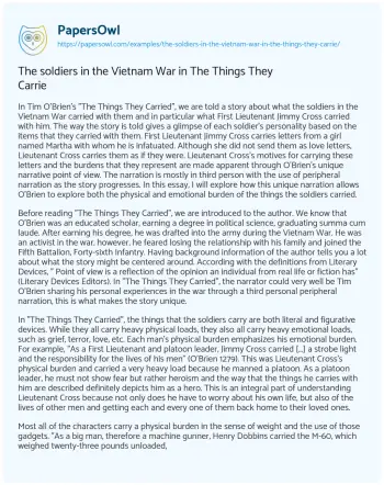 Essay on The Soldiers in the Vietnam War in the Things they Carrie