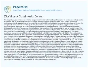 Essay on Zika Virus: a Global Health Concern