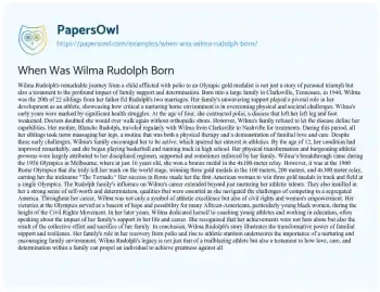 Essay on When was Wilma Rudolph Born