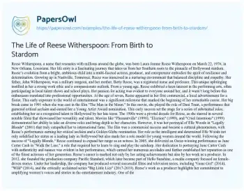 Essay on The Life of Reese Witherspoon: from Birth to Stardom