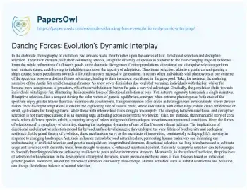 Essay on Dancing Forces: Evolution’s Dynamic Interplay