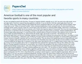 Essay on American Football is One of the most Popular and Favorite Sports in Many Countries