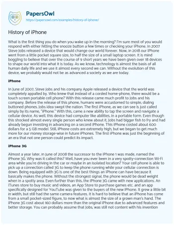 Essay on History of IPhone