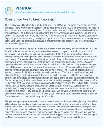 Essay on Roaring Twenties to Great Depression