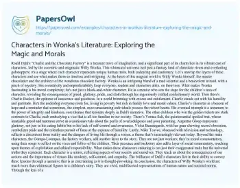 Essay on Characters in Wonka’s Literature: Exploring the Magic and Morals