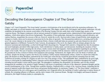 Essay on Decoding the Extravagance: Chapter 3 of the Great Gatsby