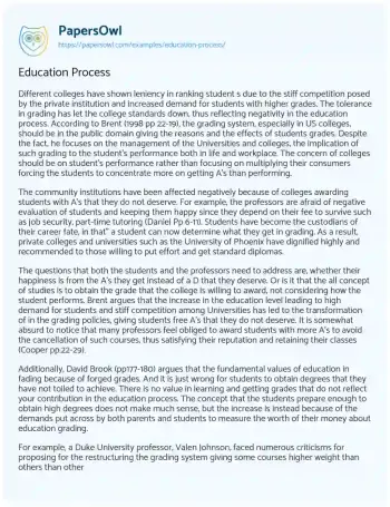 Essay on Education Process