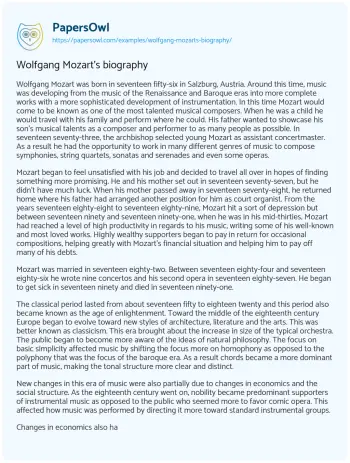 Essay on Wolfgang Mozart’s Biography