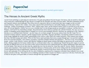 Essay on The Heroes in Ancient Greek Myths