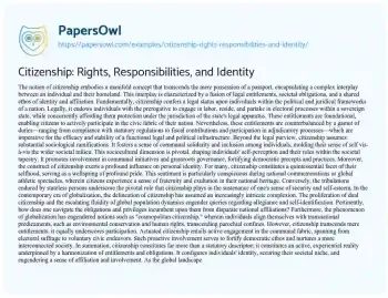 Essay on Citizenship: Rights, Responsibilities, and Identity