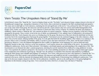 Essay on Vern Tessio: the Unspoken Hero of ‘Stand by Me’