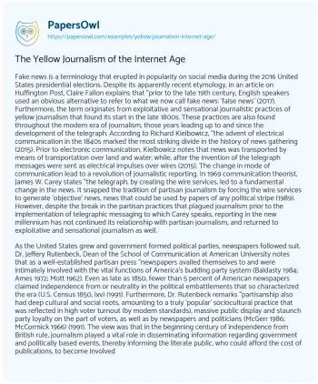 Essay on The Yellow Journalism of the Internet Age