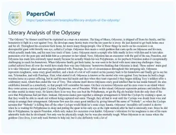 Essay on The Odyssey: an Analysis of Odysseus’s Heroic Journey