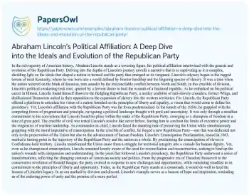 Essay on Abraham Lincoln’s Political Affiliation: a Deep Dive into the Ideals and Evolution of the Republican Party