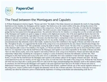 Essay on The Feud between the Montagues and Capulets
