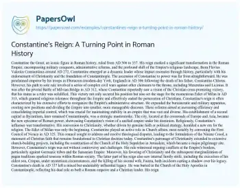 Essay on Constantine’s Reign: a Turning Point in Roman History