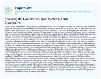 Essay on Analyzing the Evolution of Power in Animal Farm: Chapters 1-5