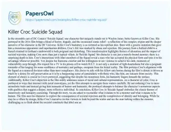 Essay on Killer Croc Suicide Squad