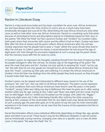 Essay on Racism in Literature Essay