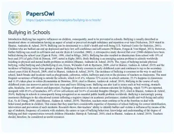 Essay on Bullying in Schools