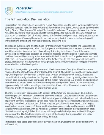 Essay on The is Immigration Discrimination