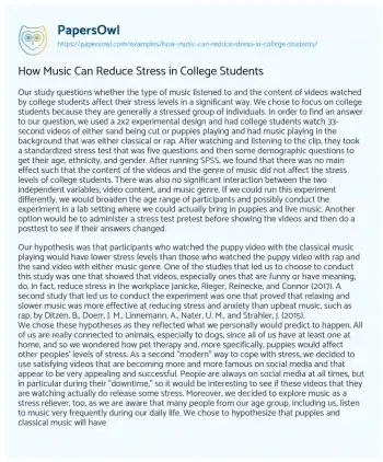 Essay on How Music Can Reduce Stress in College Students